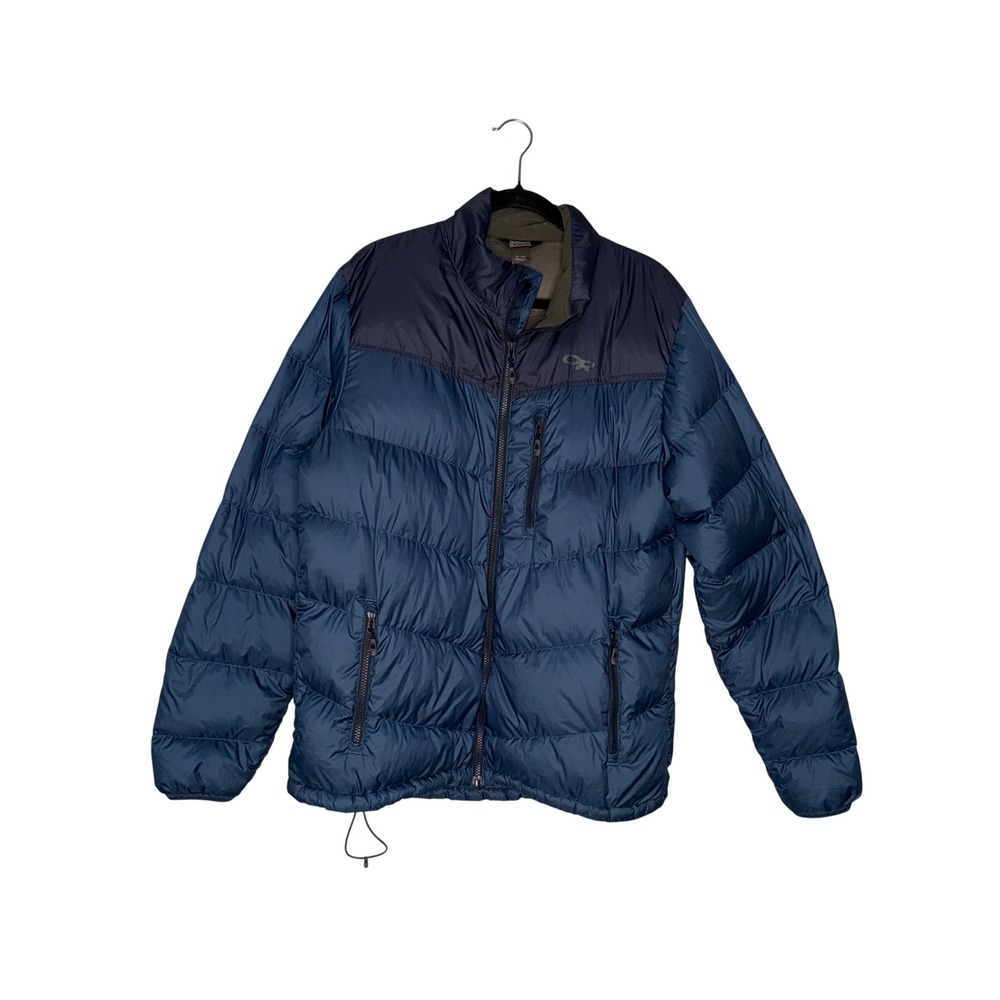 Outdoor Research Puffer Jacket Mens XL Blue Good Down Transcendent Colorblock